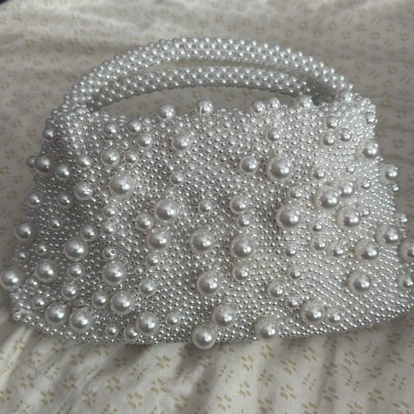 SIMKHAI Ellerie Imitation Pearl Embellished Mini Hobo Bag - Picture 6 of 12